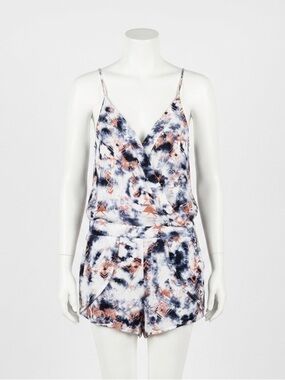 Ocean Drive Tie Dye Geometric Wrap Front V Neck Sleeveless Summer Romper Size Sm
